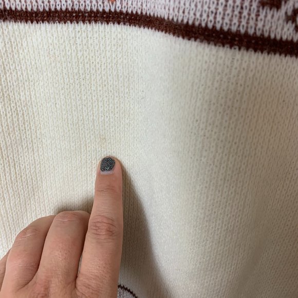 Claude Vintage Cream and Brown Sweater Crewneck M - Picture 7 of 9